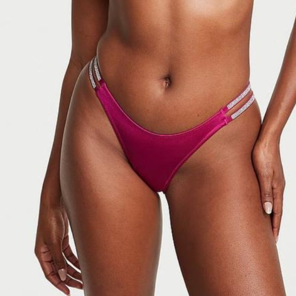 NWT Victoria's Secret Swim Double Shine Strap Brazilian Bikini Bottom